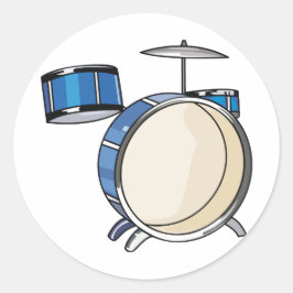 drumset simple three biet blue.png runt klistermärke