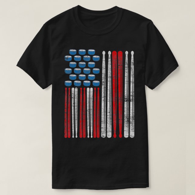 Drumsticks American Drummer US Flagga Percussion D T Shirt (Design framsida)