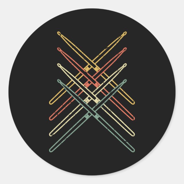 Drumsticks Drummer Drummer Runt Klistermärke (Framsida)