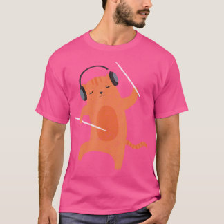 Drumsticks Percussion Drummer Cat Animal Gift Drum T Shirt
