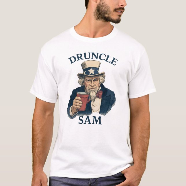 Druncle Sam Funny 4th Of July Druncle Sam T Shirt (Framsida)