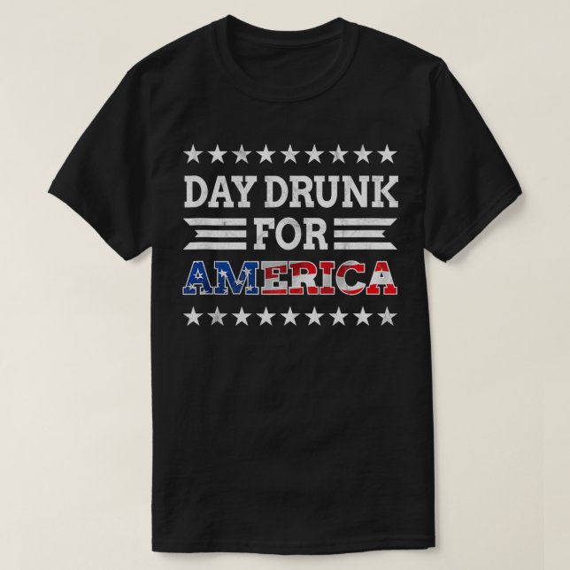 Drunk för Amerika USA Patriotic Beer Älskare 4:e T Shirt (Design framsida)