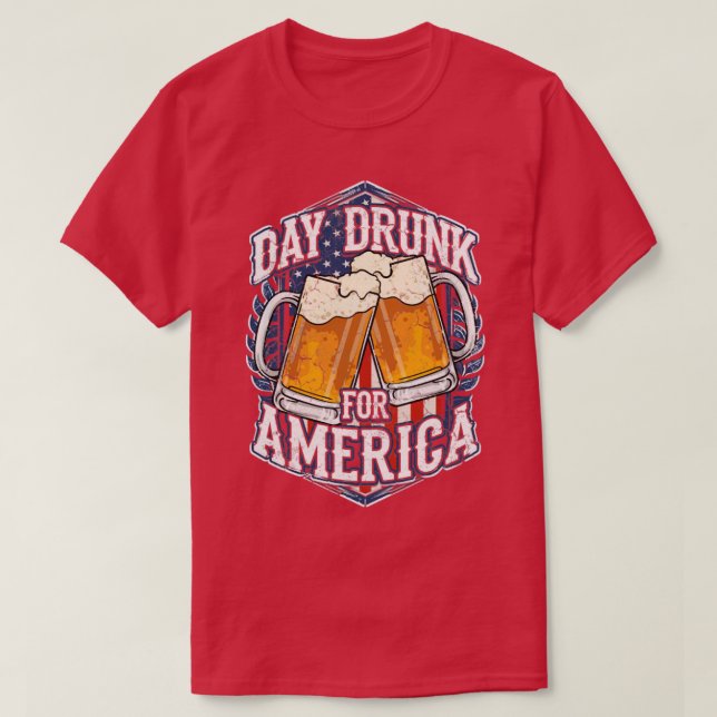 Drunk för USA 4:e juli Oberoende T Shirt (Design framsida)