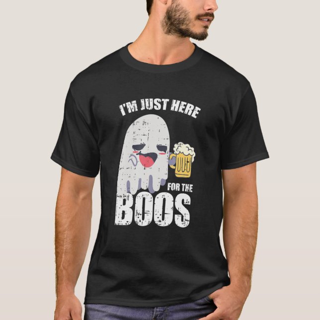 Drunk Ghost Drinking Beer Boo Costume Funny Hallow T Shirt (Framsida)