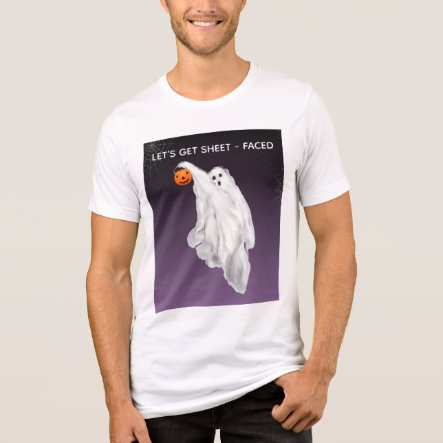 Drunk Ghost Halloween T-Shirt (Framsida)