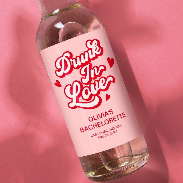 Drunk i kärlek Bachelorette Mini Champagne Vinetikett (Skapare uppladdad)