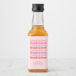 Drunk i Kärlek Bachelorette Party Favor Rosa Mini Spritflaskor Etikett
