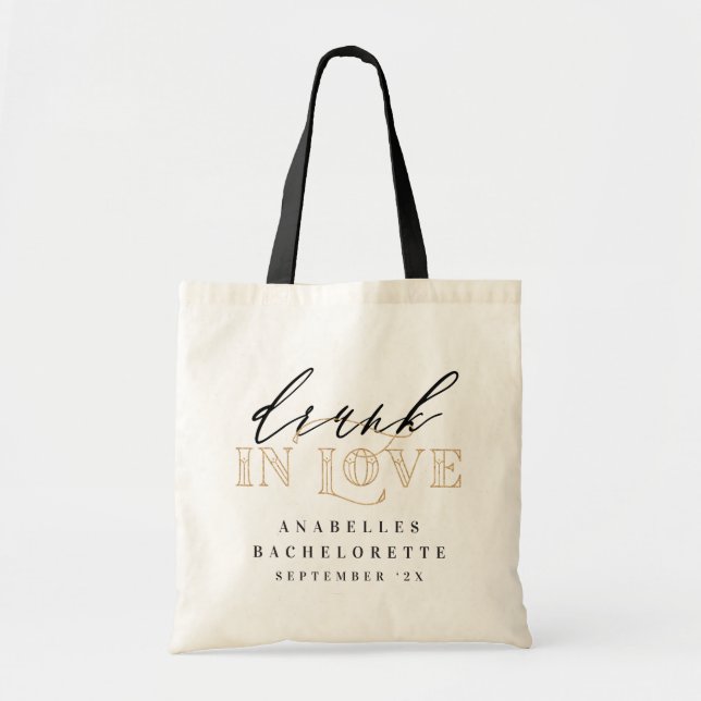 Drunk i kärlek bachelorette tote tygkasse (Framsidan)