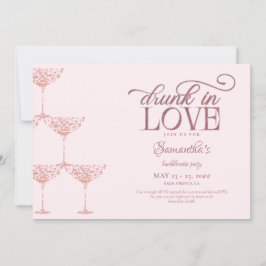 Drunk i Kärlek Champagne Torn Rosa Bachelorette Inbjudningar