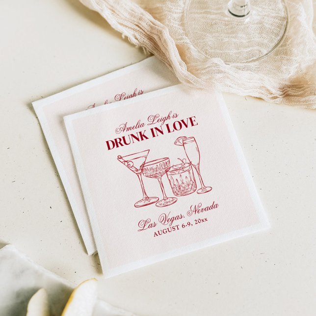 Drunk i Kärlek Cocktails Bachelorette Helg Pappersservett (Skapare uppladdad)