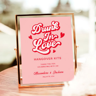 Drunk i Kärlek Hangover Kits Red and Rosa Bröllop Poster