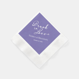 Drunk i Kärlek Lila Monogram Bröllop Napkins Pappersservett