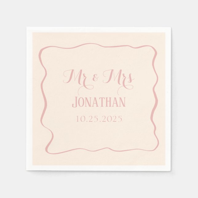 Drunk i Kärlek personalize Monogram Bröllop Napkin Pappersservett (Framsidan)