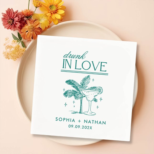 Drunk i Kärlek Personlig Beach Wedding Napkins Pappersservett (Skapare uppladdad)