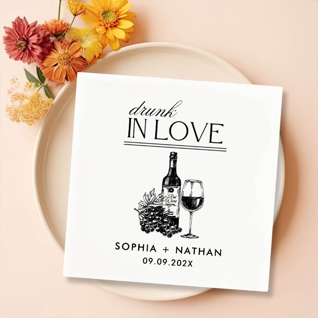 Drunk i Kärlek Personlig Vin Cocktail Bröllop Pappersservett (Skapare uppladdad)