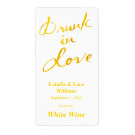 Drunk i Kärlek Vin-etikett - guld och vitt Fraktsedel