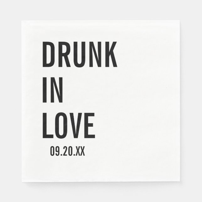 Drunk i Napkins i Kärlek, modern minimalistisk Pappersservett (Framsidan)