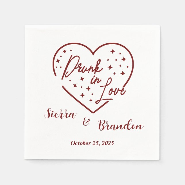 Drunk in Kärlek Personlig Bröllopsfest Napkins Pappersservett (Framsidan)
