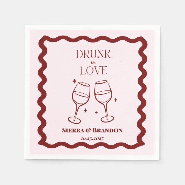 Drunk in Kärlek Personlig Bröllopsfest Napkins Pappersservett (Framsidan)