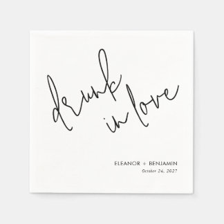Drunk in Love Wedding Napkins Minimalist Pappersservett