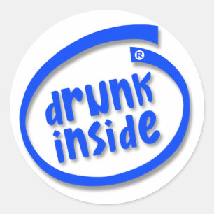 Drunk insida runt klistermärke