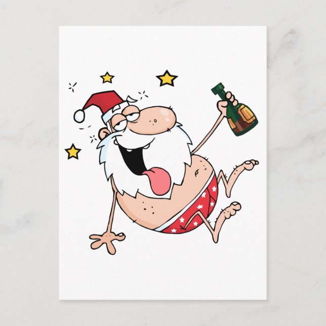 Drunk Jultomten Helg Vykort (Framsida)