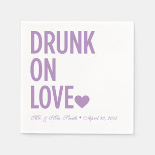 Drunk på Kärlek Bröllop Napkins Lavender Pappersservett