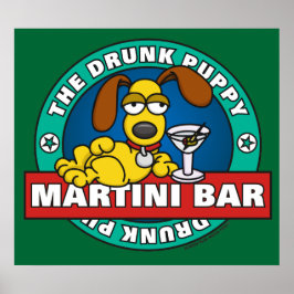 Drunk Puppy Martini Pub Poster