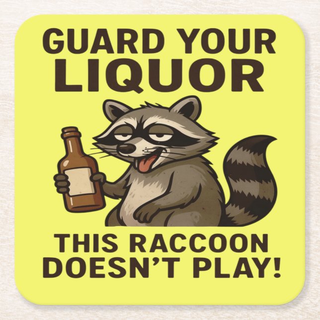 Drunk Raccoon Underlägg Papper Kvadrat (Framsidan)