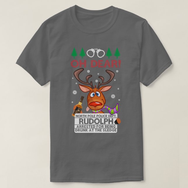 Drunk Rudolph Reindeer Ugly jul Sweater Prem T Shirt (Design framsida)
