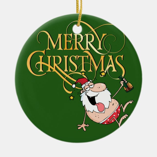 Drunk Santa jul Ornament (Framsidan)