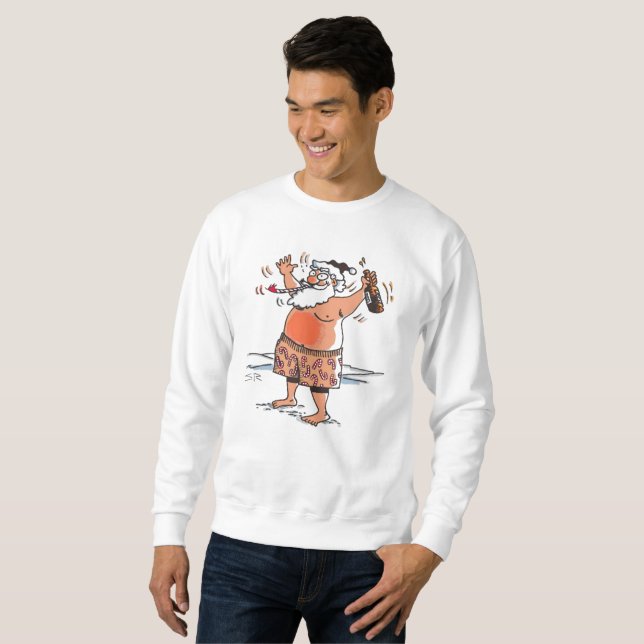 Drunk Santa manar, vit sötskjorta Lång Ärmad Tröja (Hel framsida)