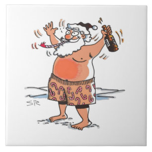 Drunk Santa stor keramisk panel Kakelplatta