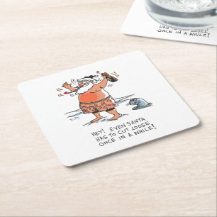 Drunk Santa w text papper underlägg Kvadrat