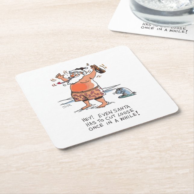 Drunk Santa w text papper underlägg Kvadrat (Vinklad)