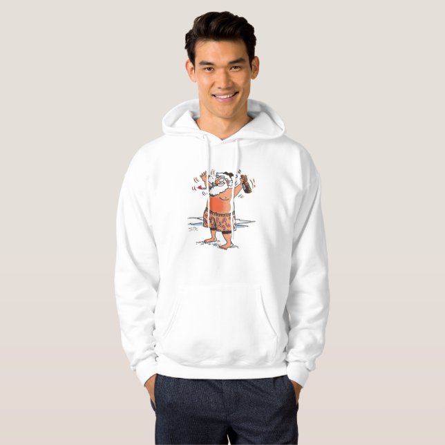 Drunk Santa white-hooded sweatshirt (Hel framsida)