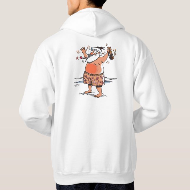 Drunk Santa white-hooded sweatshirt back (Baksida)