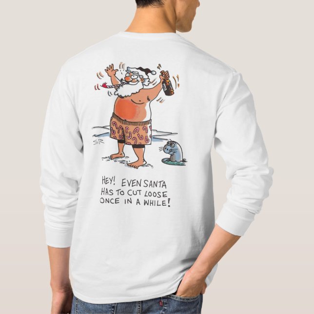 Drunk Santa white långärmad shirt back T (Baksida)