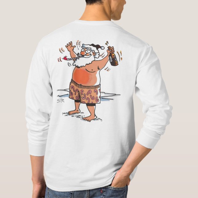 Drunk Santa white långärmad shirt back T (Baksida)