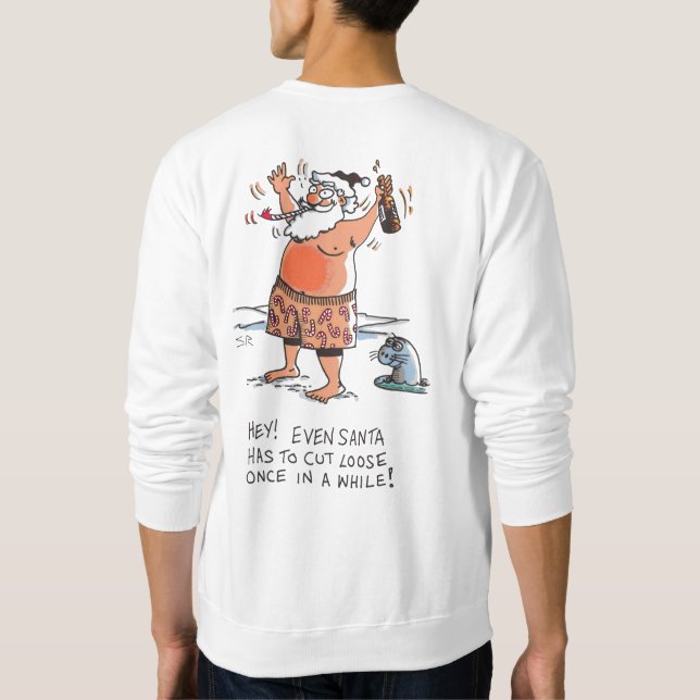 Drunk Santa white sweatshirt back (Baksida)