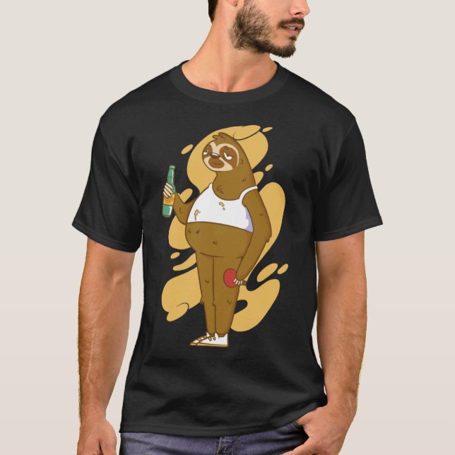 Drunk Sloth Beer Ping-pong Pullover Hoodie T Shirt (Framsida)