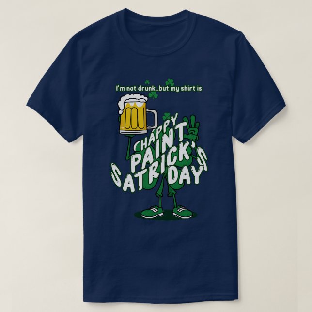 Drunk TShirt Saint Patricks Day Shamrock T Shirt (Design framsida)