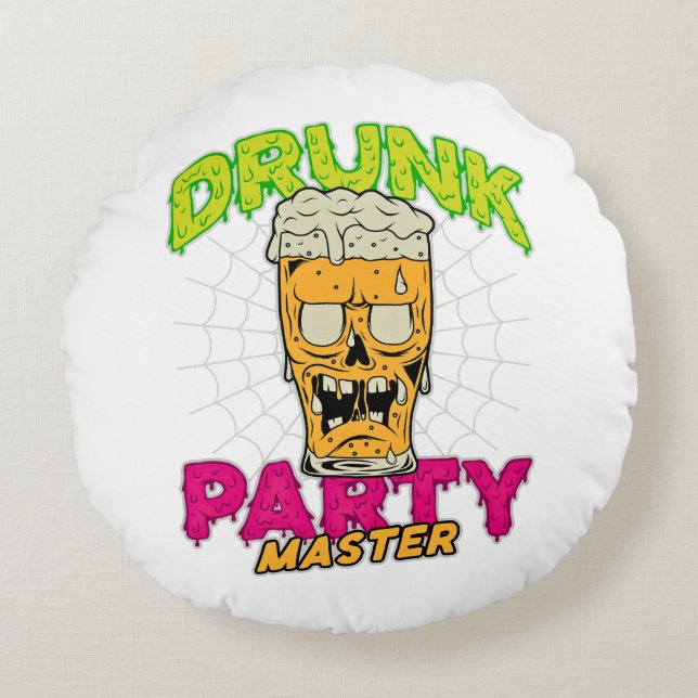 Drunk Zombie Pillow Rund Kudde (Framsidan)