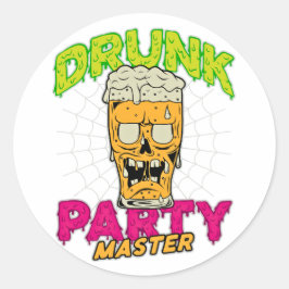 Drunk Zombie Sticker Runt Klistermärke
