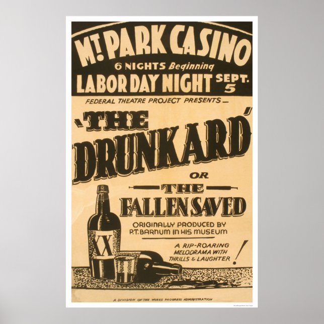 Drunkard Comedy Barnum 1938 WPA Poster (Framsidan)