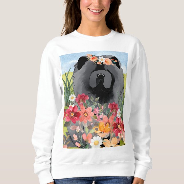 DRUNKEN AV LJUS Svart - Blå  Chow Hund  skjortor T Shirt (Framsida)