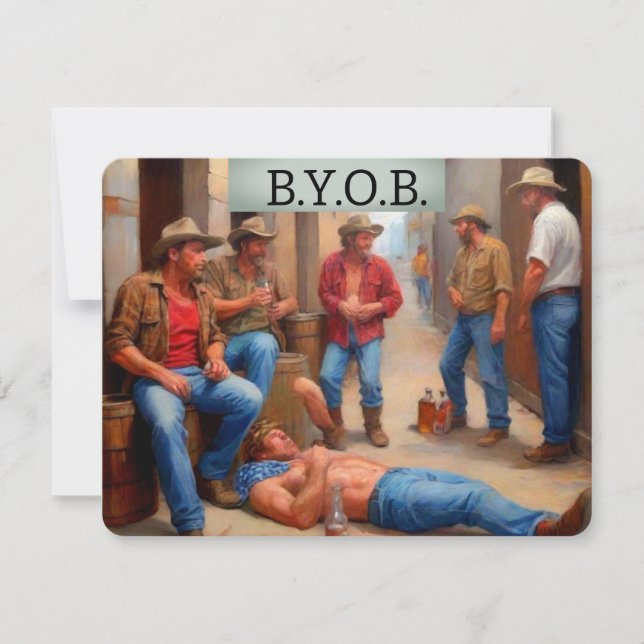 Drunken Cowboys BYOB Inbjudningar (Framsida)