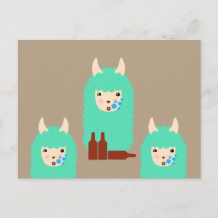 Drunken Emoji Llama (öl) Vykort