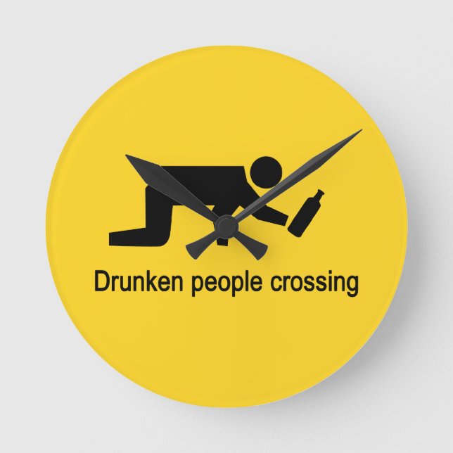 Drunken folk som korsar ⚠ thailändsk ⚠ rund klocka (Framsida)