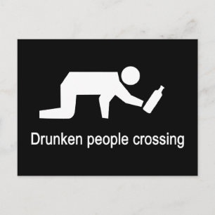 Drunken folk som korsar ⚠ thailändsk ⚠ vykort